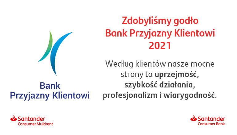 Santander Consumer Bank kolejny raz został nagrodzony godłem Bank Przyjazny Klientowi